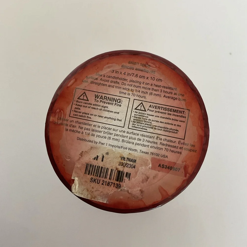 Pier One Retired Asian Spice Pillar Candle NWT